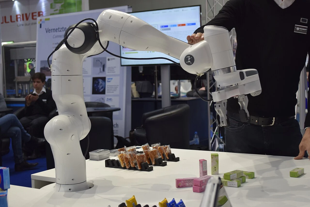 Franka Emika robot arm, viewed from the side